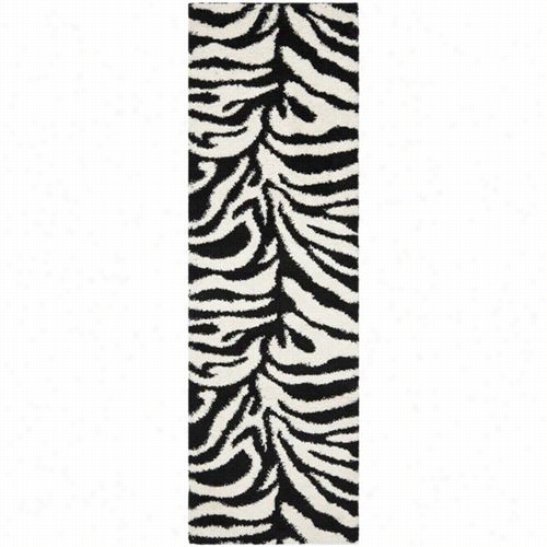 Safavieh Sg452-1290 Florida Shag Poolyprpoylene Power Loomed Ivory/black Rug