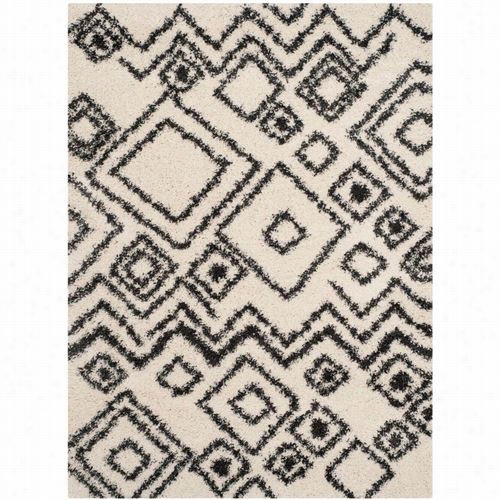 Safaivehs Gb488b Belize Shag Polypropylene Powre Loomed Ivory/charcoal Rug