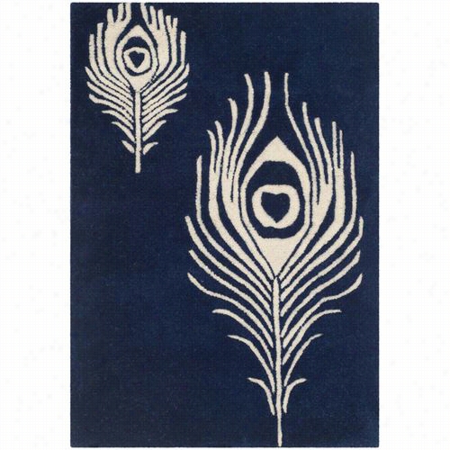 Safavieh Soh704d-28 Soho Wool And Viscose Pile Hand Tufted Navy/ivory Rug
