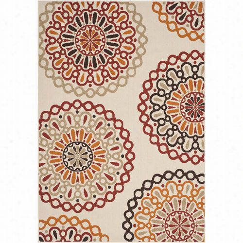 Safavieh Ver092-0313 Veranda Polypropylene Power Loomed Creme/red Rug