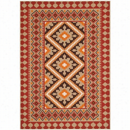 Safavieh Ver099-0334 Veranda Polypropylene Power Loomed  Red/antural Rug