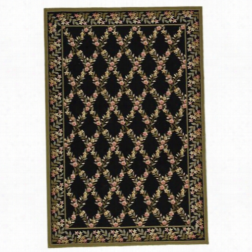 Safavieh Wil321a-3 Wilton Wool Hand Hooked Black / Green Arrea Rug