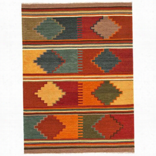 Jaipur Rug10018 Anatolia Flat-weave Tribal Pattern Wool Red/mu Lti Area Rug