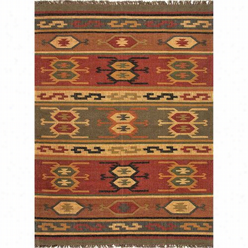 Jaipur Rug 1002 Bedouin Flat-weave Tribal Pattern Jute Red/yellow Area Rug