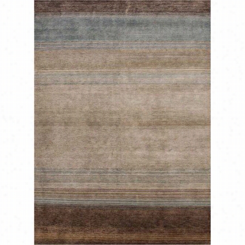 Jaipur R Ug1021 J2 Hand-knotted Stripe Pattern Wool/art Silk  Blue/brown Area Rug