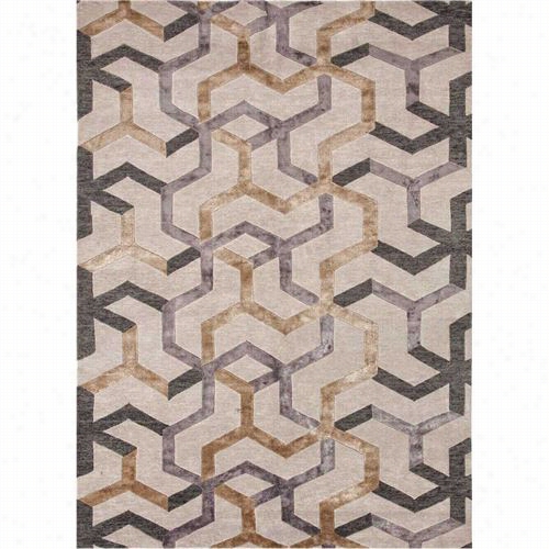 Jaipur Rug10215 J2 Hand-knottde Geometriic Pattern Wool/art Silk Ivory/gray Area  Rug