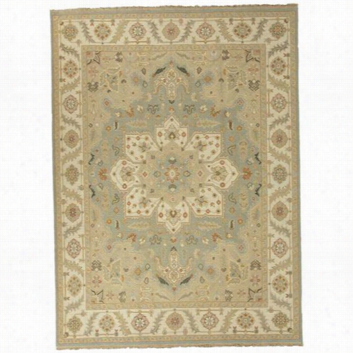 Jaipur Rug1022 Jaimak Hand-kontted Oriental Patttern Wool Blue/ivory Area Rug