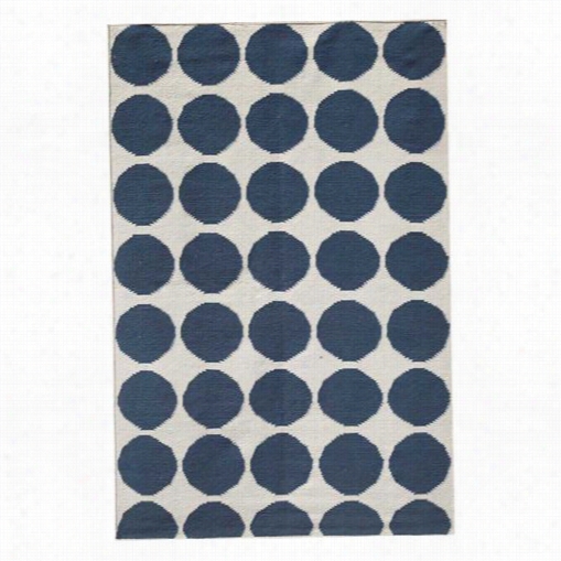 Jaipur Rug10257 Maroc Flat-weave Geometric Pattdrn Wool Blue/ivory White/dark Denim Area Rug