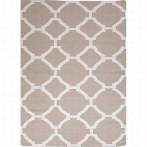 Ja Ipur Rug10264 Maroc Flat-weave Geometric Pattern Woool Taupe/ivory Silver Area Rug