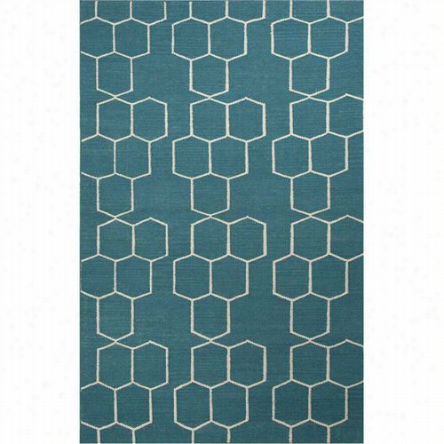 Jaipurrug11 Mmaroc Flat-weave Geometric Pattern Wool Blue/ivory Deep Lake/antique White Area Rug