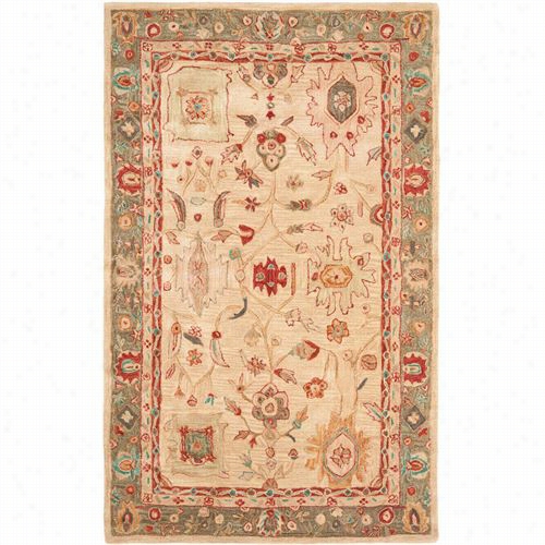 Saafa Vieh An511a Anatolia Wool Hand Tufted Ebige/green Rug