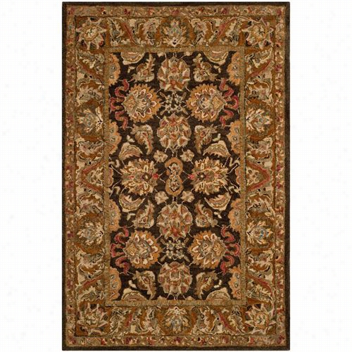 Safavieh An615b Anatolia Wool Hand Tufted Dark Brown / Gold Area Rug