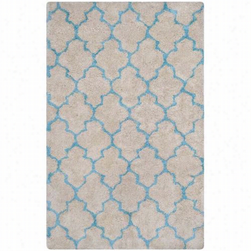 Saf Avieh Bsg319k Barcelona Shag Polyester Cotton Had Tuf Ted Cream/blue Rug