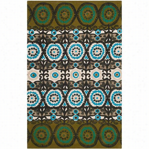 Safzcieh Cdr127b Cedar Brook Cotton Pile Hand Loomed Green/teal Rug