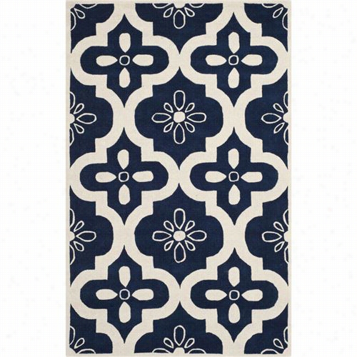 Safavieh Cht751c Chaatham Wool Hand Tufted Dark Lbue/vory Rug