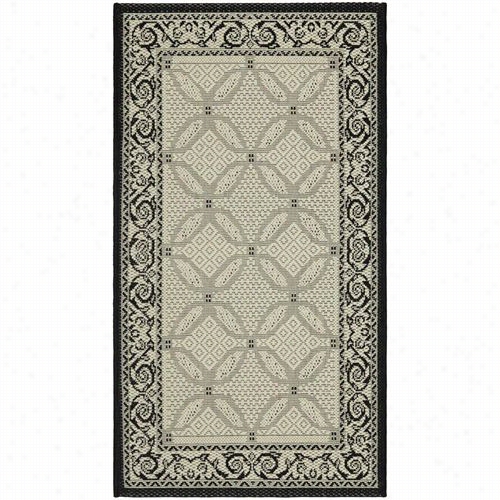 Safavieh Cy1502-3901 Courtyard Synthetic Machinw Mmade Sand/black Area Rrug