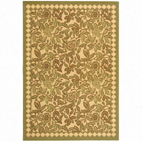 Safavieh Cy4025a-5 Courtyard Polypropylene Mafhine Made Natural Rbown/olive Rug