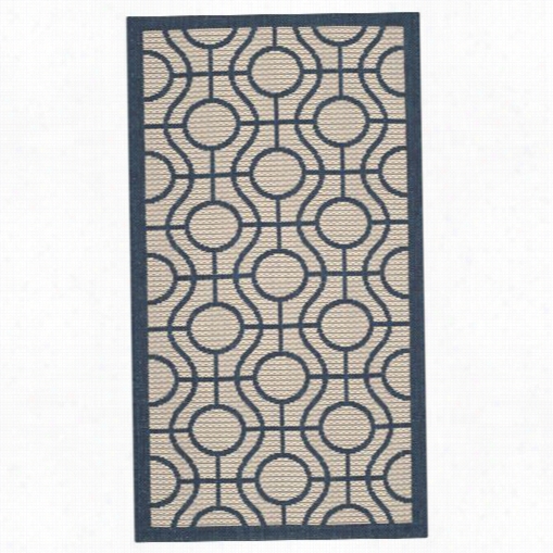 Safav Ieh Cy6115-258 Courtyard Polpropylene Power Loomed Beige/navy Rug