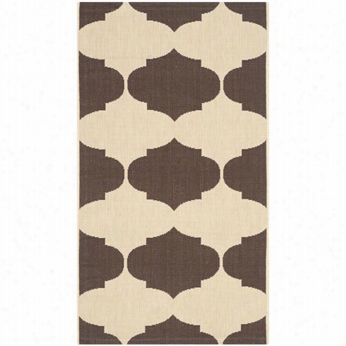 Safavieh Cy662-402 Corutyard Polypropylene Power Loomedb Eige/chocolate Rug