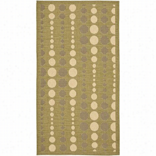 Safavieh Cy6577-24-3 Courtyard Polypropyene Machine Made Green/creme Rug