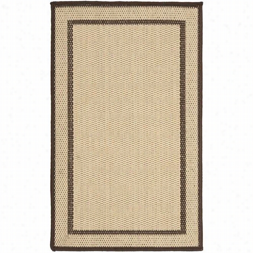 Saffavieh Cy68224-02-set2 Court Polypropylene Machine Made Natural/chocolate Rug - Set Of 2