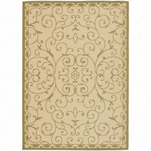 Safavieh Cy688-14-6 Courtyard Polypropylene Machine Made Cream/green Rug