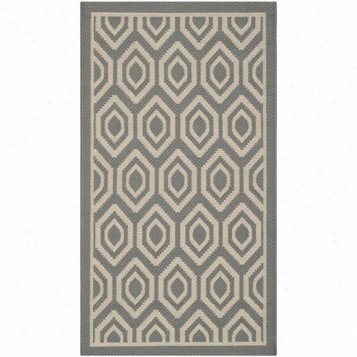 Safavieh Cy6902-246 Courtyard Polypropylene Machhine Made Blind-coal/beige Rug