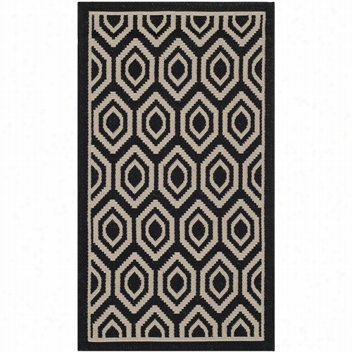 Saafavieh Cy6902-266 Courtyard Polypropylene Power Looomed Black/beige Rug