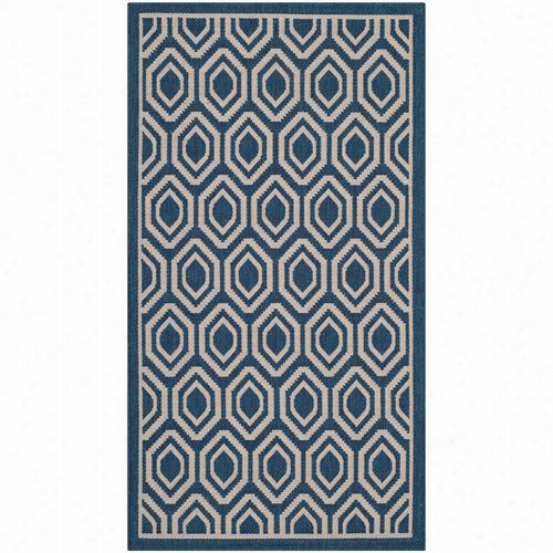 Safavieh Cy6902-268 Courtyard Polyprpoylene Power Looomed Navy/beige Rug