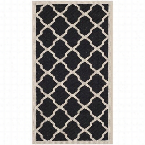 Safavieh Cy6903-266 Courtyard Polypropylene Machine Made Black/beige Rug