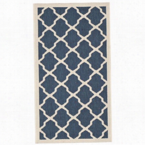 Safavieh Cy6903-268 Courtyard Polypropylene Machone Made Navy/beige Rug