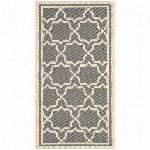 Safvieh Cy6916-246 Courtyar Polypropylene Machine Made Atnhracite/beige Area Rug