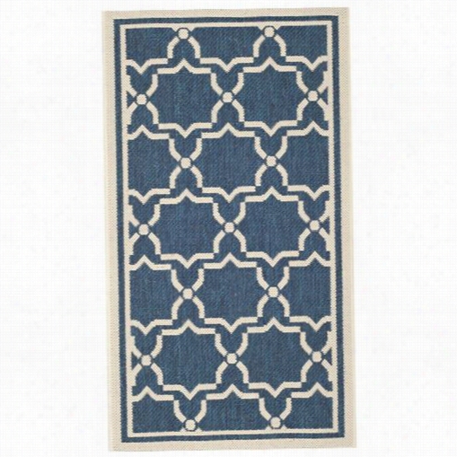 Safavieh Cy6916-268 Courtyard Polypropylene Machine Made Navy/beige Areaa Rug