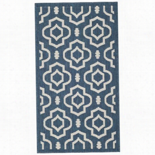 Safavieh Cy6926-268 Courtyard Polypropylene Machine Made Navy/beige Area Rug