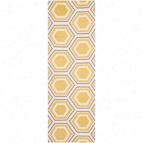 Safavieh Dhu202a Dhurries Wool Flatweave Ivory/yellow  Area Ru G