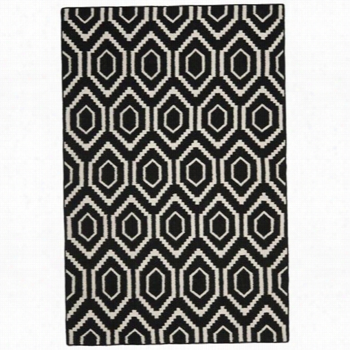 Safavieh Ddhu556l Dhurries Wool Flatweave Black/ivory Atea Rug