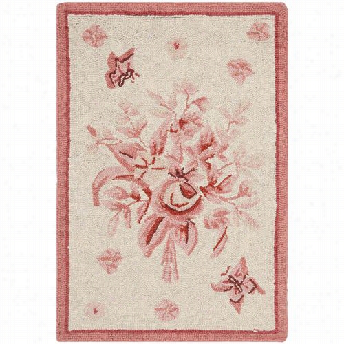 Safavieh Hk250c Chelse A Wool Chirography Hooked Ivory/rose Rug