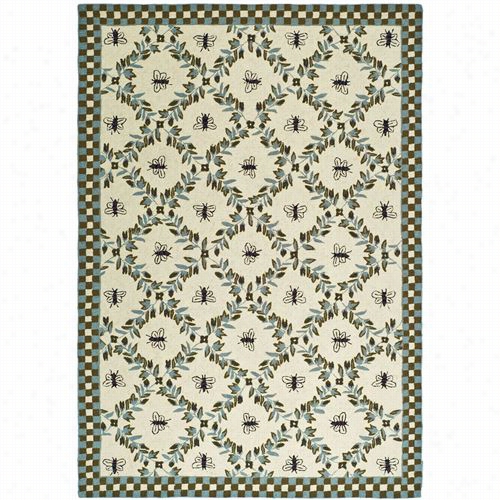 Safavieh Hk55g Chelsea Wook Hand Hooked Ivory/blue Rug