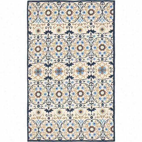 Safavieh Hk727a Chelsea Wool Hand Hooked Iviry/navy Rug