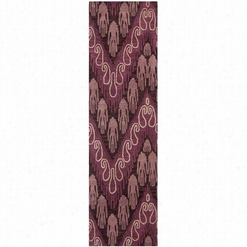 Saavieh Ikt473a Ikat Wool Hand Tufted Dark Brown/purple Rug