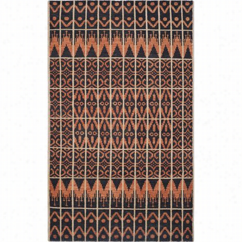 Safavieh Kny609a Kenya Wool Pile Hand Knotted Orange/black Rug