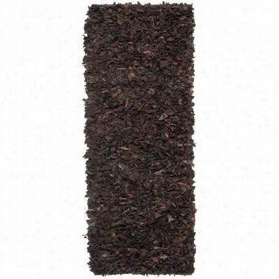 Safavieh Lsg421d Leather Shag Leathe R H And Knotteed Dark Brown Region Rug