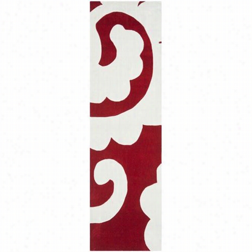 Safavieh Mda633a  Moderb Art Polyester Hand Tufted Red//ivory Rug