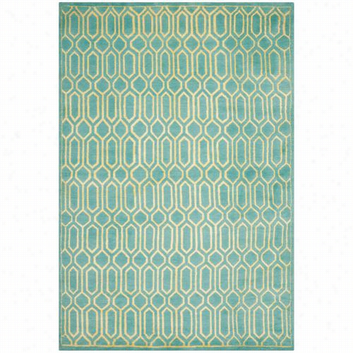 Safavieh Mos150a Mosaic Wool And Viscose  Handful Knotted Aqua/light Gold  Rug