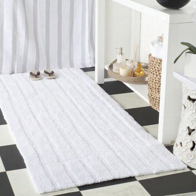 Safavieh Pmb720b Push Overpower Bath Cotton Hand Woven White Area Rug