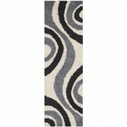 Safavieh Sg915-1280 Shag Polypropylenne Pile Power Loomed Ivory/g Rey Rug