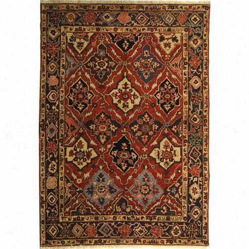 Safavieh Trk11 4b Turkisan Hand Spun Wool Hand Knotted Ivory/navy Rug