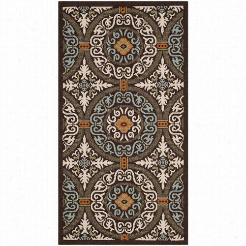 Safavieh Ver055-0723 Veranda Polypropylene Power Loomed Chocolate/aqua Rug