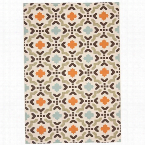 Safavieh Ver080-0712 Veranda Polypropylene Power Loomed Cream/terracotta Rug