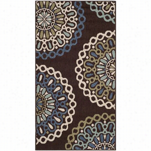 Safavieh Ver092-0625 Veranda Polypropylene Power Loomed Chocolate/blue Rug